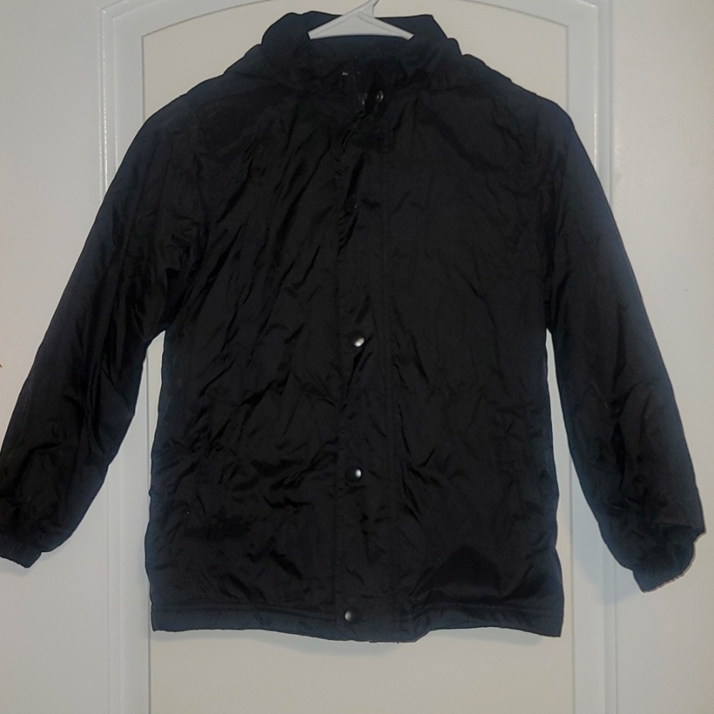 Black jacket with removable hood